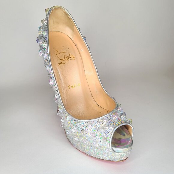 Christian Louboutin Shoes - Christian Louboutin Heels *Rare* LADY PEEP Spike Holographic Pumps 37.5